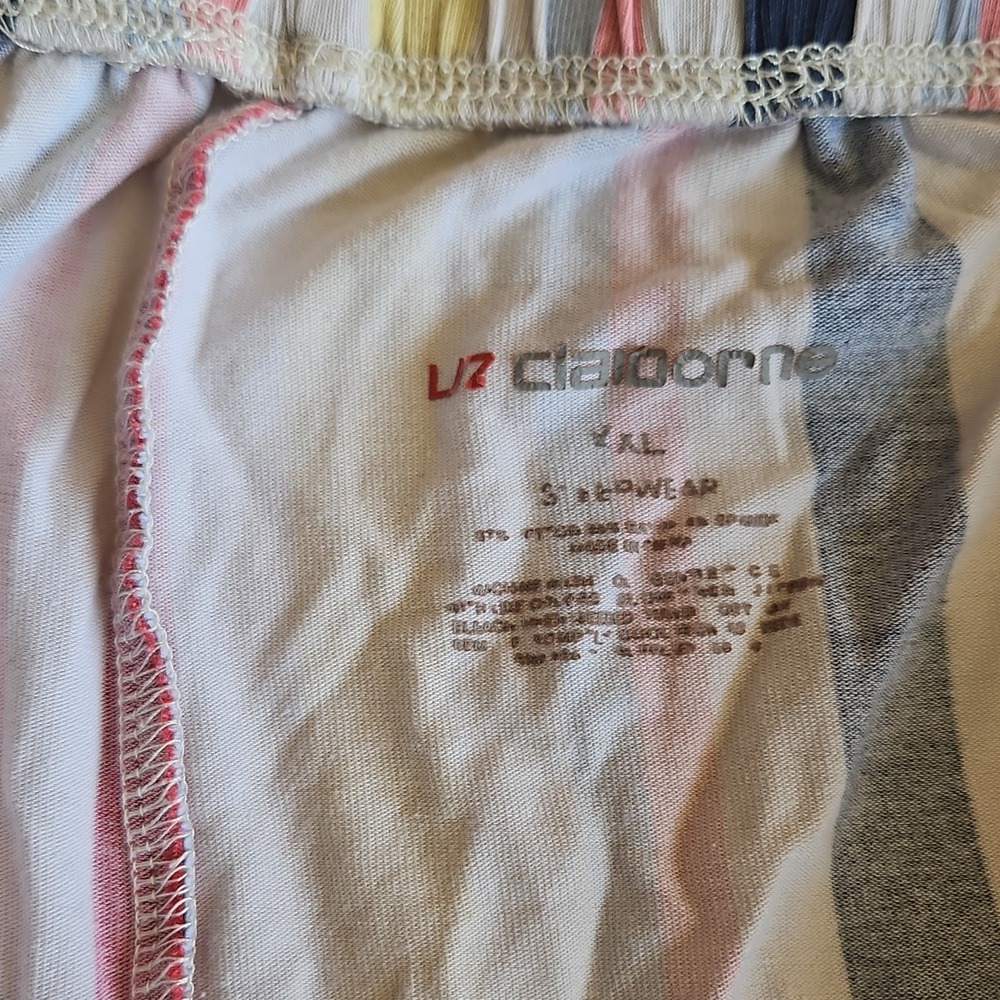 Liz Claiborne Multicolor XL Striped 100% Cotton Knit Capri Lounge Pants Women - Picture 3 of 5